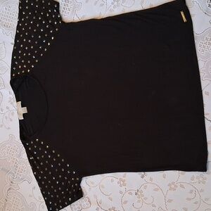 Michael Kors Stylish Black Sgort Sleeve Tee Top  with Studding , Sz Med ,AS IS